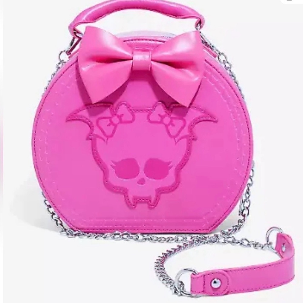 Hot Topic Monster High Draculaura Bow Crossbody Bag Purse Detachable Strap Pink